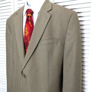 MICHAEL KORS Mens Blazer Sport Coat Size 48L Brown Tan Micro Check 2 button